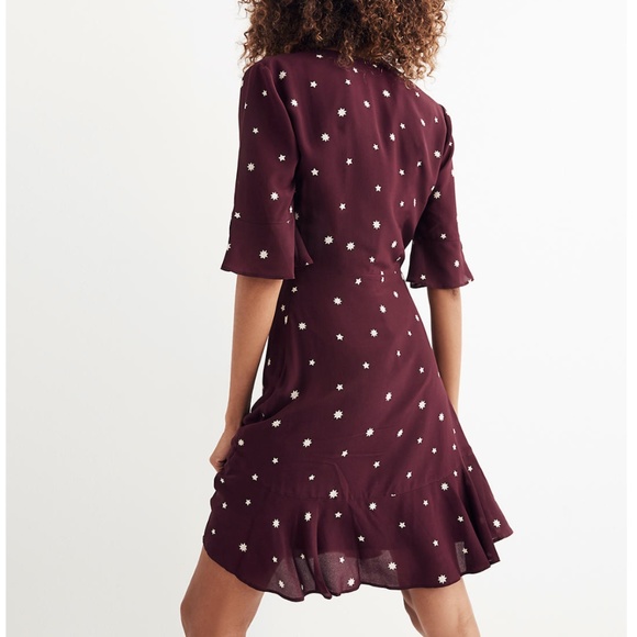 NWT Madewell Silk Flutter-Hem Dress in Star Mix - Picture 2 of 9